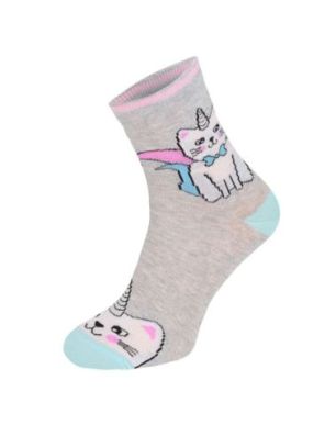 Kolorowe skarpetki CHILI Cotton Socks 748, wesołe motywy- Bajkowy kot, jednorożec